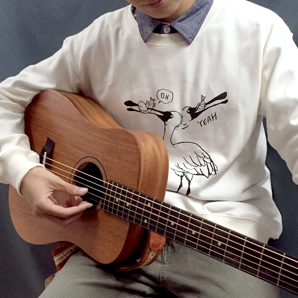黑臉琵鷺有機棉無領衛衣 Black-faced Spoonbill Organic Sweatshirt