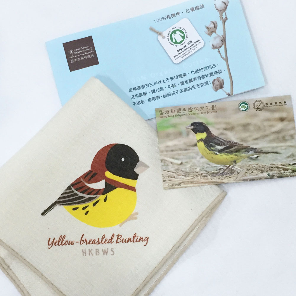 黃胸鵐有機棉紗手帕 Yellow-Breasted Bunting Organic Handkerchief 